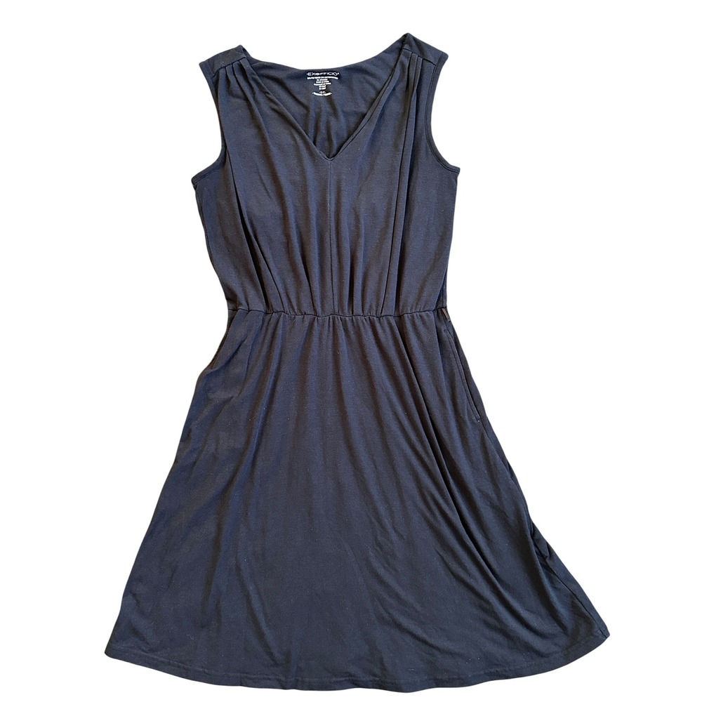 ExOfficio Knit Dress Womens Small Black Excellent Sleeveless V-Neck Travel